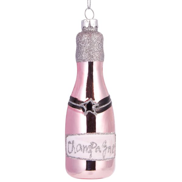 Brubaker Champagne Rosé - Guaina Di Natale In Vetro Dipinta A Mano - Decorazione Dell'albero Di Natale Figurine Divertenti Decorazione Pendente - 12 Cm-image