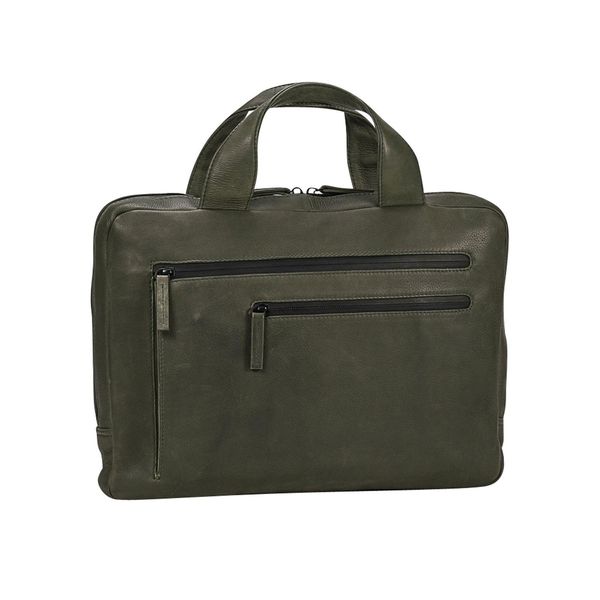 Leonhard Heyden Pelle Cartella Borsa A Tracolla Con Scomparto Per Laptop Den Haag Briefcase 1 Compartment Olive Verde-image