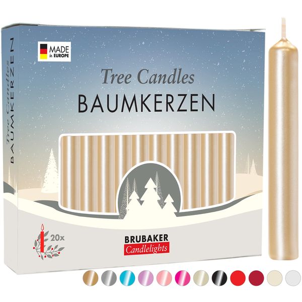Brubaker Candele Per Albero Di Cera - Candele Natalizie Per Piramidi E Archi Di Candele - Candele Piramidali Candele Per Albero Di Natale, 200 Pezzi, Oro Pallido-image