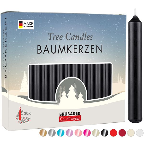 Brubaker Candele Per Albero Di Cera - Candele Natalizie Per Piramidi E Archi Di Candele - Candele Piramidali Candele Per Albero Di Natale, 20 Pezzi, Nero-image