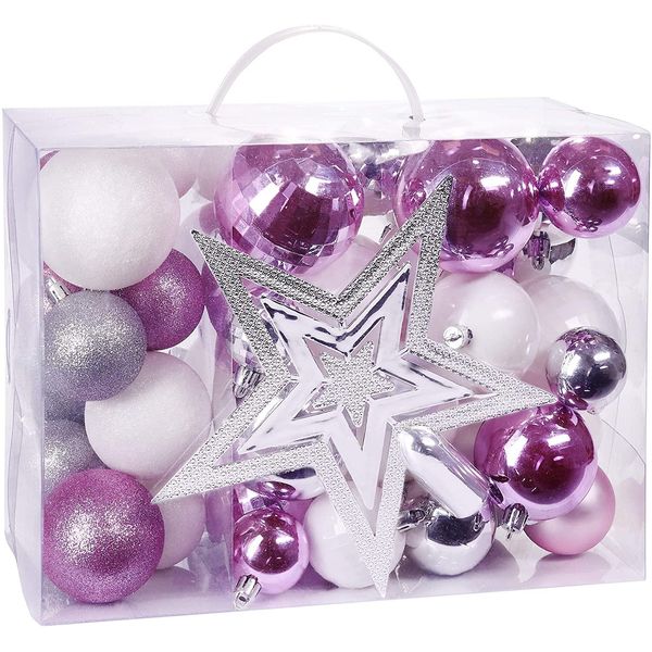 Brubaker Set Da 50 Pezzi Di Decorazioni Natalizie Con Ciondolo Per Albero - Decorazioni Per Albero Di Natale In Rosa, Bianco E Argento-image