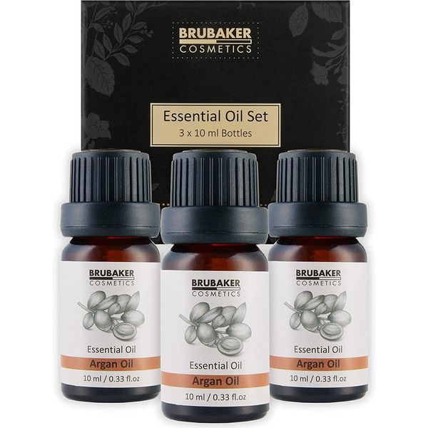 Brubaker Set Di 3 Oli Di Argan - Capelli Sani, Ciglia Lunghe E Pelle Fantastica - Set Regalo Di Oli Essenziali 3 X 10 Ml Di Olio Di Argan Naturale E Vegano-image