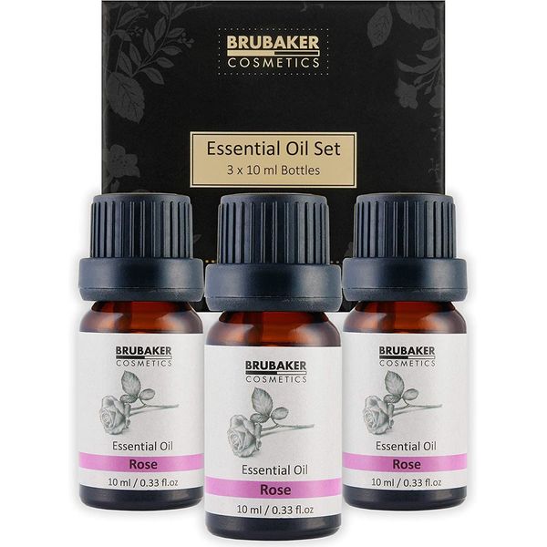 Brubaker Set Di 3 Oli Di Rosa - Femminilità, Sensualità E Anti-Età - Set Regalo Di Oli Essenziali Per Aromaterapia 3 X 10 Ml Di Olio Di Rosa Naturale E Vegano-image
