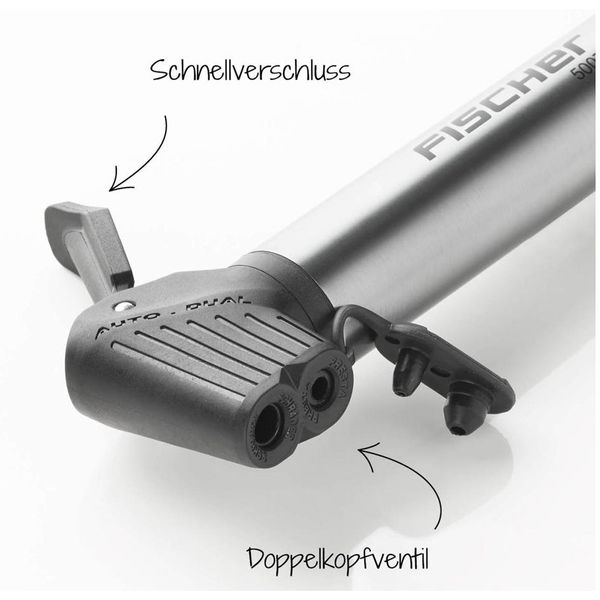 Fischer Mini Pompa Ad Aria Per Bicicletta Alu, Incl. Scatola Per Patch Adatta A Tutte Le Valvole Comuni: Dunlop, Auto E - 1 Pezzo (50073)-image