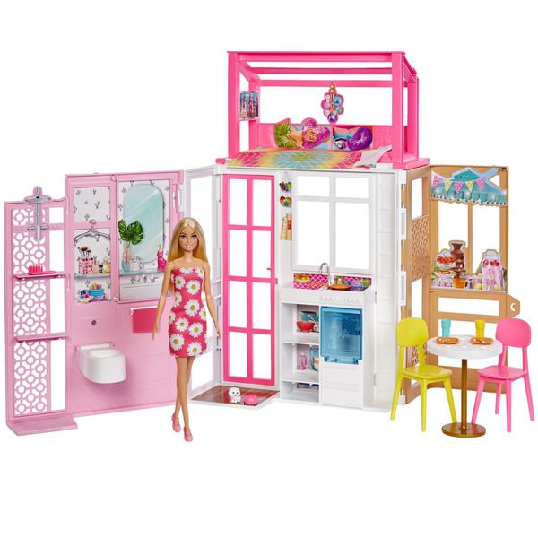 Casa Di Barbie (Pieghevole) Con Bambola (Bionda) E Accessori, Casa Delle Bambole-image