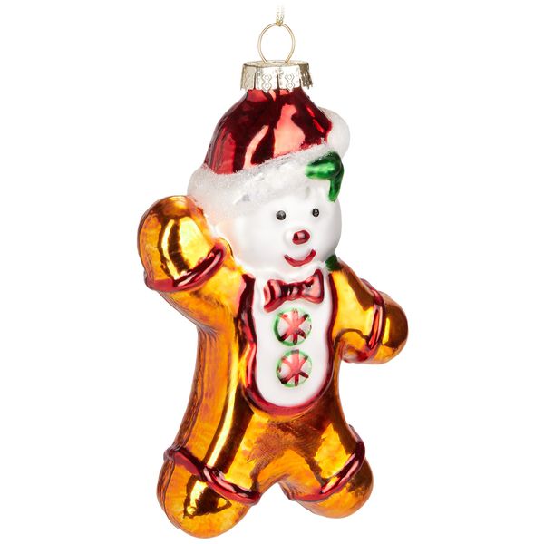 Brubaker Omino Di Pan Di Zenzero Marrone - Guaina Di Natale In Vetro Dipinta A Mano - Figure Di Decorazione Per L'albero Di Natale Divertente Decorazione Pendente Per L'albero - 12,7 Cm-image