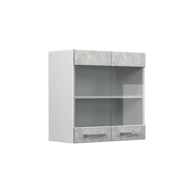 Vicco Pensile Universale R-Line, 60 Cm Con Ante In Vetro, Calcestruzzo/Bianco-image