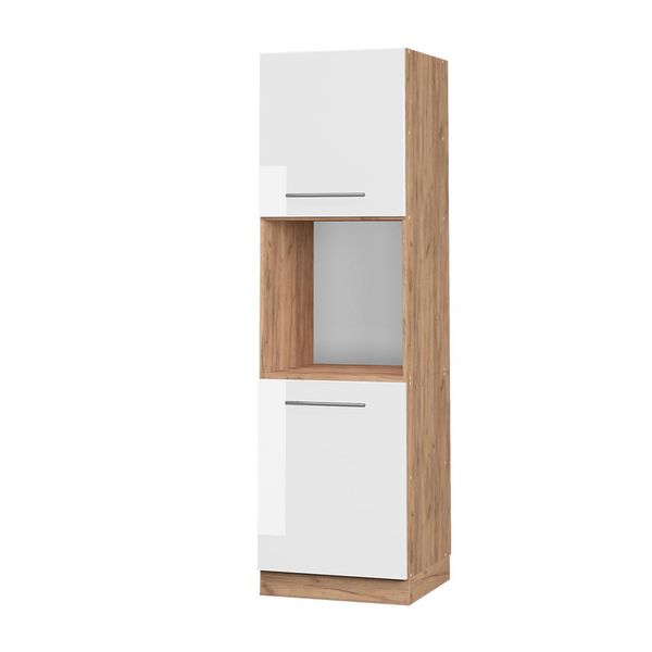 Vicco Mobile Per Forno Da Incasso Fame-Line, 60 Cm Aperto, Bianco Lucido/Quercia Dorata-image