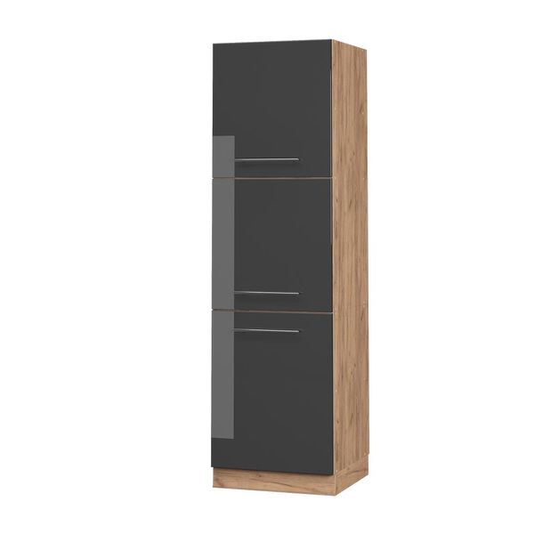 Vicco Mobile Per Forno Da Incasso Fame-Line, 60 Cm, Antracite Lucido/Quercia Dorata-image