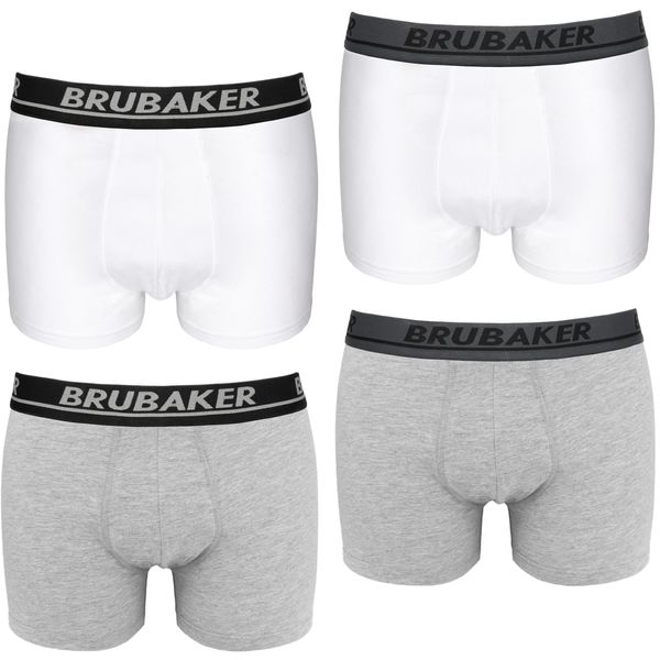 Brubaker Boxer Retrò Da Uomo - Confezione Da 4 Boxer Retrò - Pantaloni Boxer Hipster Con Elastico In Vita Confortevoli E Traspiranti Senza Apertura - Intimo Da Uomo In Cotone E Spandex®-image