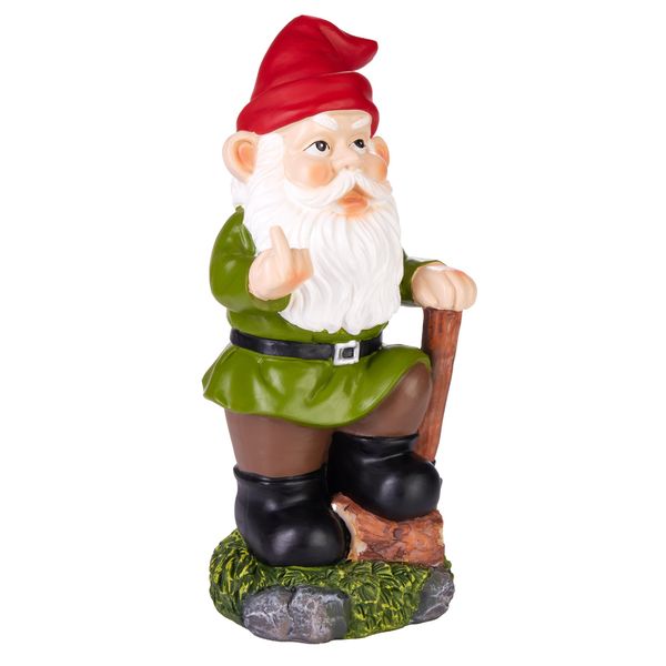 Brubaker Gnomo Da Giardino Con Dito Medio - Gnomo Impertinente Con Forcone - Figura Di Contadino Da Giardino Divertente - Decorazione Resistente Alle Intemperie Per Il Giardino E Il Campeggio - Decorazione Da Giardino Per Esterni - Alto 24 Cm-image