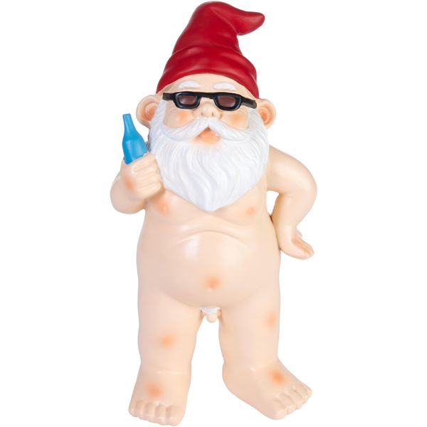 Brubaker Gnomo Da Giardino Nudo - Gnomo Nudista Con Birra E Occhiali Da Sole - Figura Rivelatrice Da Giardino Nudista Divertente - Decorazione Resistente Alle Intemperie Per Il Giardino E Il Campeggio - Decorazione Da Giardino Per Esterni - Alto 23 Cm Visita Il Negozio Brubaker-image
