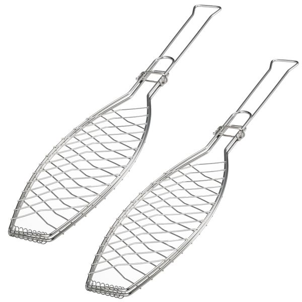 Set Di 2 Griglie Per Pesce B-Goods Bremermann, Manico Pieghevole, Acciaio Inox, Circa 56,7 X 12,8 Cm-image