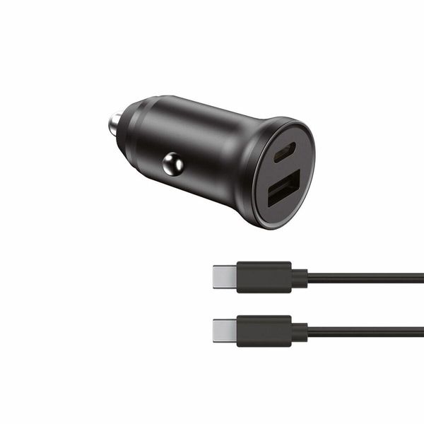 Caricabatterie Da Auto Ksix, 20W, Ricarica Rapida, Power Delivery, Cavo Multiplo USB-C E USB-A + USB-C A USB-C, Nero-image