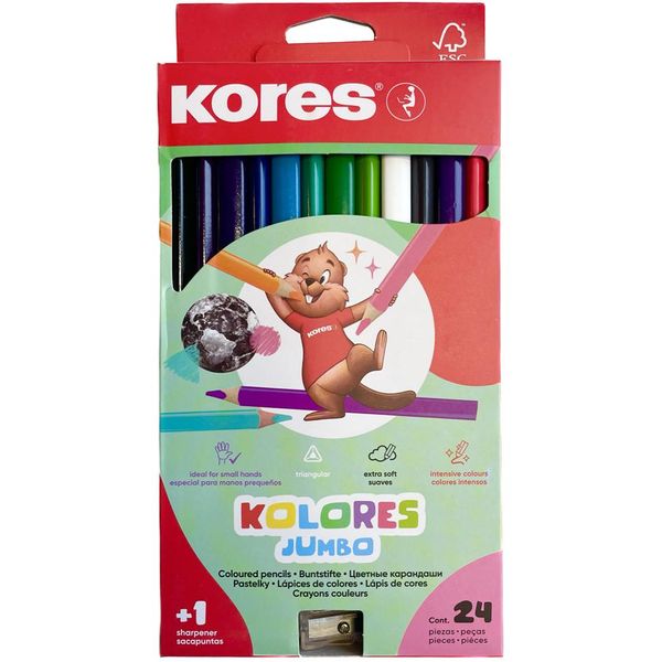 Kores BB93524 Matite Colorate Triangolari Kores "Kolores Jumbo"", Confezione Da 24 Pezzi"-image