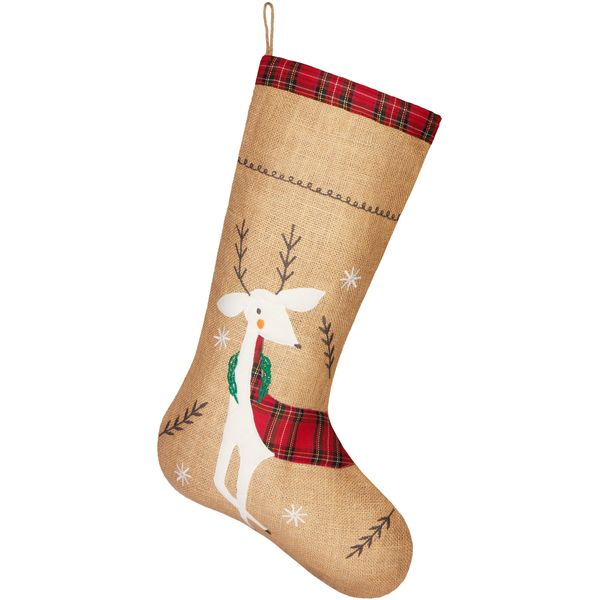 Brubaker 52 Cm Calza Di Natale Da Riempire E Appendere - Renna Festosa - Calza Grande Di Babbo Natale, 1 Pezzo-image