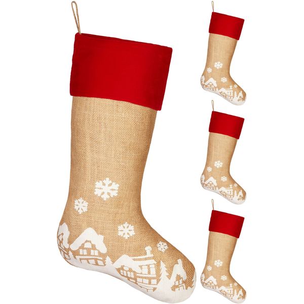 Brubaker Calza Di Natale Da Riempire E Appendere - Calza Di Babbo Natale Alta 52 Cm, 4 Pezzi-image