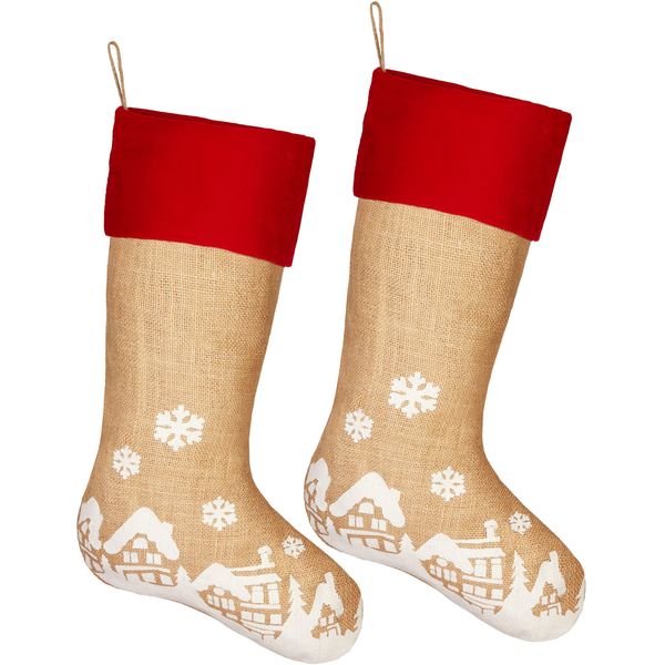 Brubaker Calza Di Natale Da Riempire E Appendere - Calza Di Babbo Natale Alta 52 Cm, 2 Pezzi-image