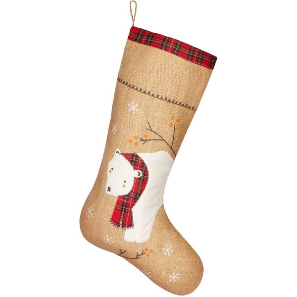 Brubaker 52 Cm Calza Di Natale Da Riempire E Appendere - Orso Polare Con Sciarpa - Grande Calza Di Babbo Natale, 1 Pezzo-image