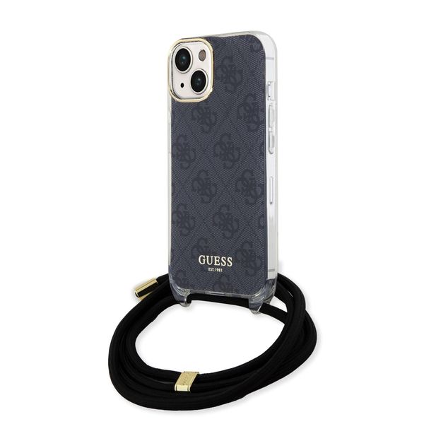 Guess Guhcp15Shc4Sek Iphone 15 / 14 / 13 6.1 Czarny/Black Hardcase Crossbody Cord 4G Print-image