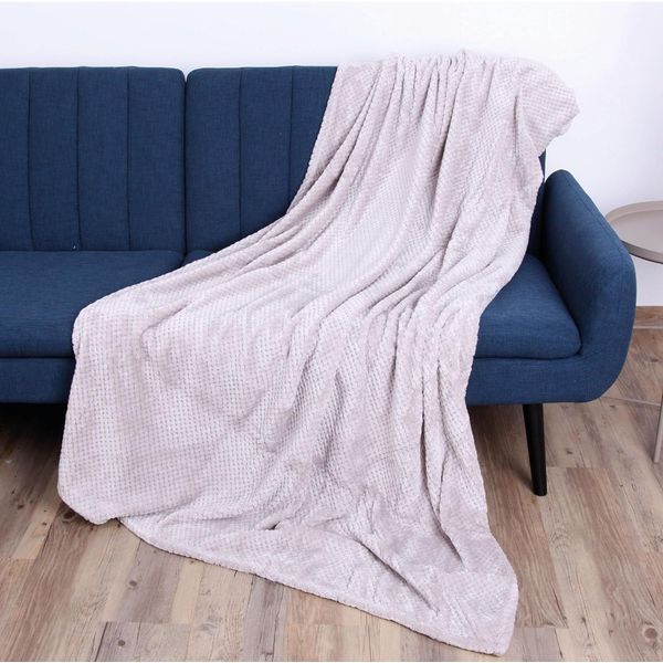Accogliente Coperta Di Flanella 150X200Cm (Argento) Soffice Coperta Testurizzata Per Divano, Divano E Letto, Copriletto - Lancio Per Divano-image