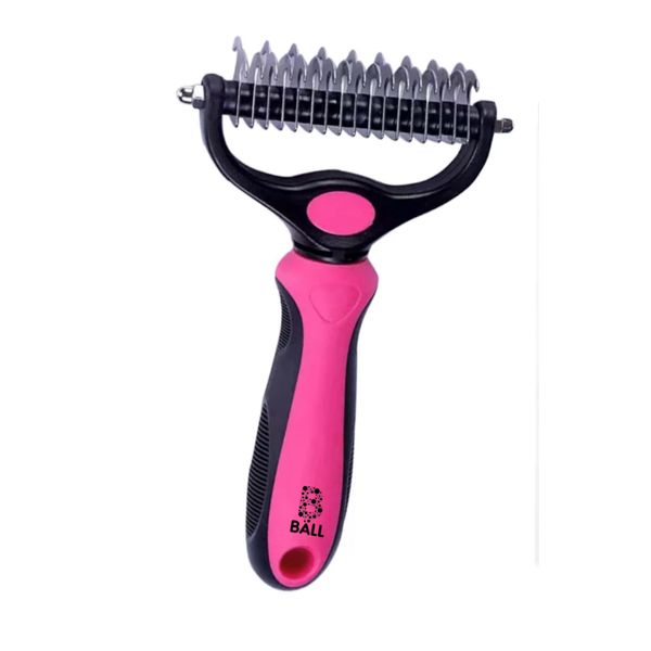 Spazzola Per Cani BäLl Spazzola Per Gatti, Animali A Pelo Medio E Lungo, Spazzola Per Il Sottopelo, Pettine Anti-Materasso Extra Largo, A Doppia Faccia, Rosa-image