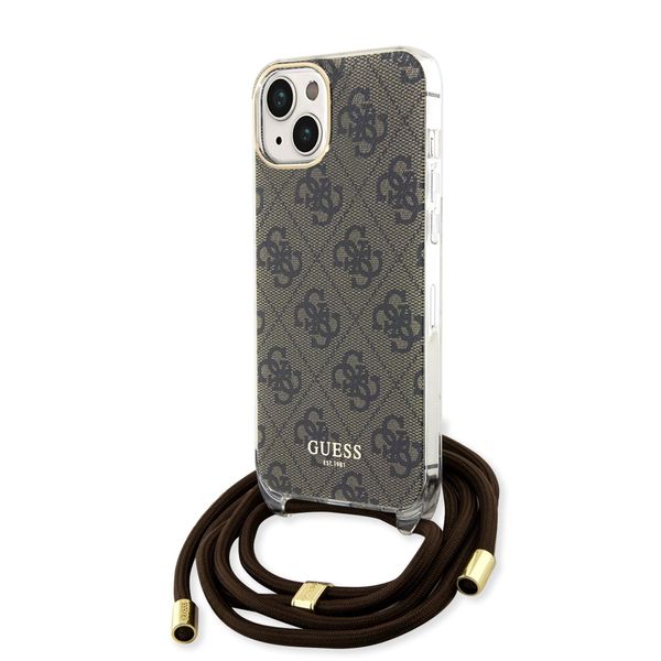 Guess Guhcp15Shc4Sew Iphone 15 / 14 / 13 6.1 BrąZowy/Brown Hardcase Crossbody Cord 4G Print-image