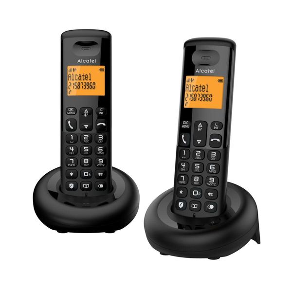 Alcatel E160 Telefono Dect Nero 2 Cornette Con Identificatore E Blocco Chiamate-image