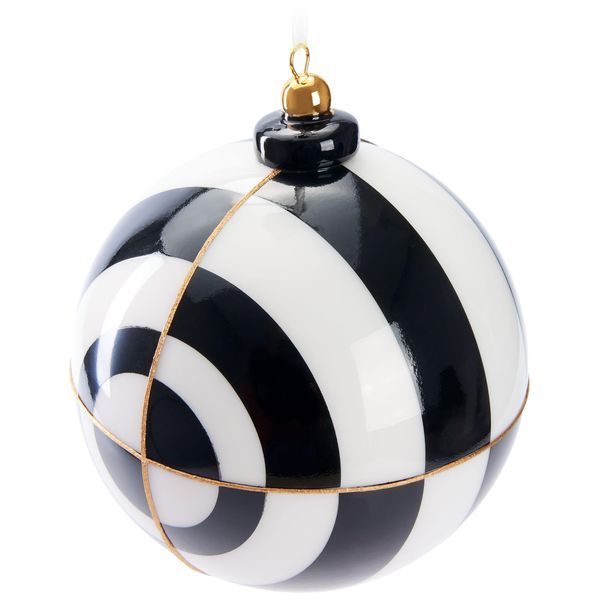 Brubaker Guaina Natalizia Premium Con Motivo A Cerchi - Nero/Bianco E Oro - Guaina In Vetro Per Albero Da 10 Cm-image