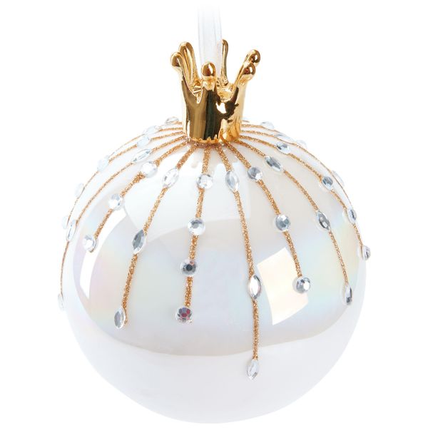 Brubaker Guaina Di Natale Premium Con Perla E Corona D'oro - Guaina In Vetro Da 10 Cm Con Statuetta In Porcellana - Fatta A Mano-image