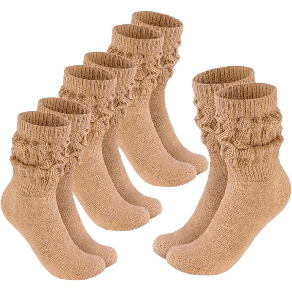Brubaker Slouch Socks - Calze Da Donna Per Fitness, Yoga E Allenamento - Calze Sportive Da Donna, Beige, Taglia 39-42, 4 Paia-image