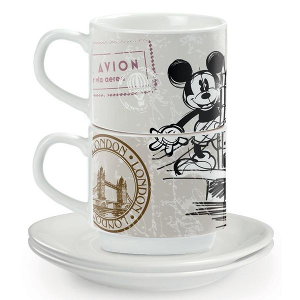 Egan Disney Coffee In The City Set Di 2 Tazze Da Caffè Impilabili Con Piattini Londra-image