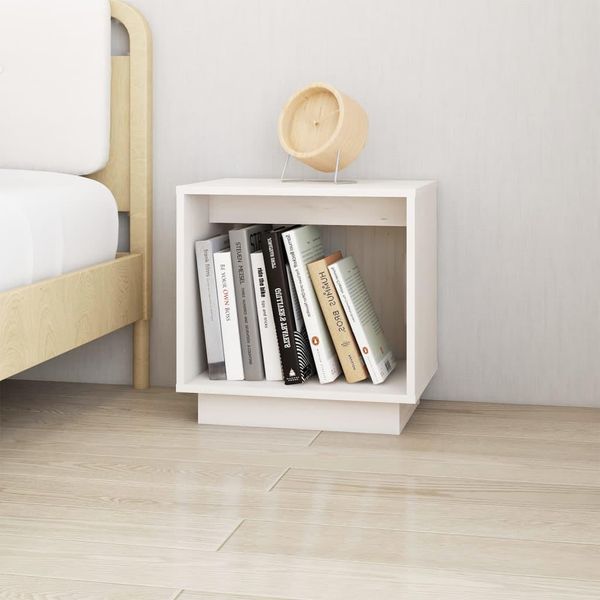 Maison Exclusive - Comodino Bianco 40X30X40 Cm In Legno Massello Di Pino-image