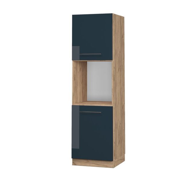 Vicco Mobile Per Forno Da Incasso Fame-Line, 60 Cm Aperto, Blu Scuro Lucido/Quercia Dorata-image