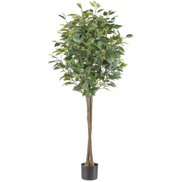 Ficus Benjamina 125 Cm Pianta Artificiale Verde, Resistente Ai Raggi Uv E Ignifuga In Vaso 15X12,5 Cm-image