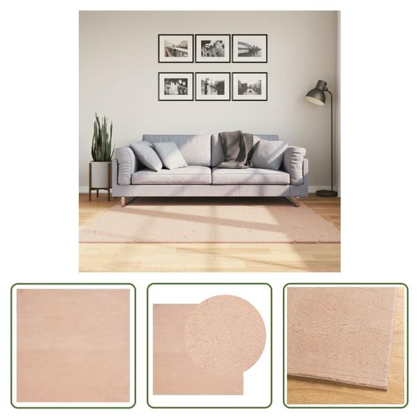 The Living Store Tappeto Huarte A Pelo Corto Morbido E Lavabile Rosa Pallido 160X160 Cm-image