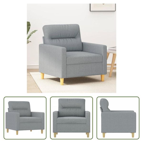 The Living Store Divano Poltrona Grigio Chiaro 60 Cm Tessuto-image
