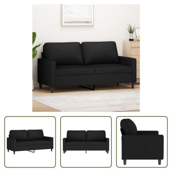 The Living Store Divano A 2 Posti In Velluto Nero 140 Cm-image