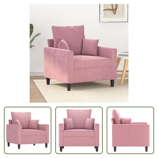 The Living Store Poltrona Rosa 60 Cm In Velluto-image