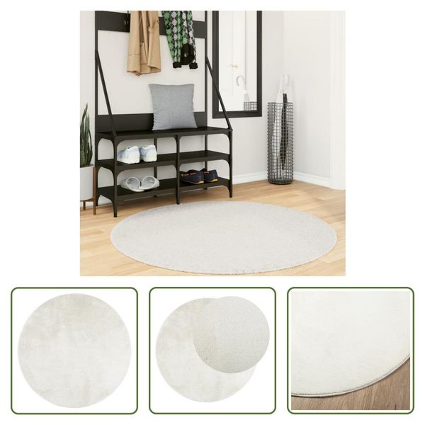The Living Store Tappeto Oviedo A Pelo Corto Crema Ø 120 Cm-image
