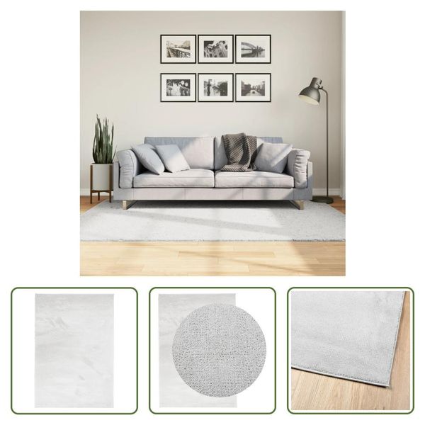 The Living Store Tappeto Oviedo A Pelo Corto Grigio 140X200 Cm-image