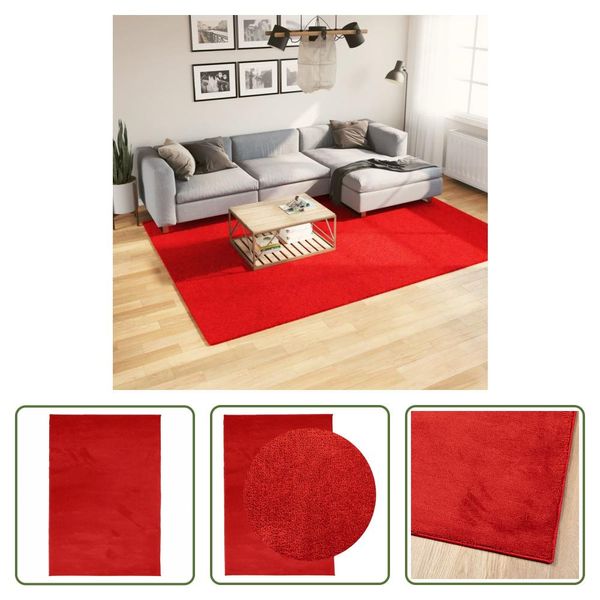 The Living Store Tappeto Oviedo A Pelo Corto Rosso 200X280 Cm-image