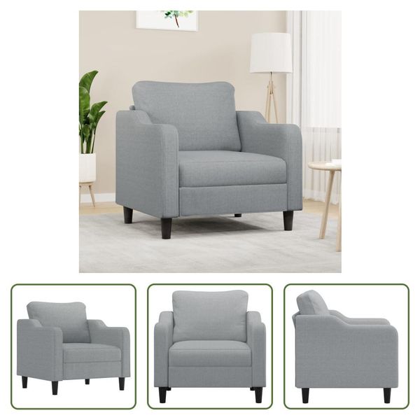 The Living Store Poltrona Grigio Chiaro 60 Cm Tessuto-image