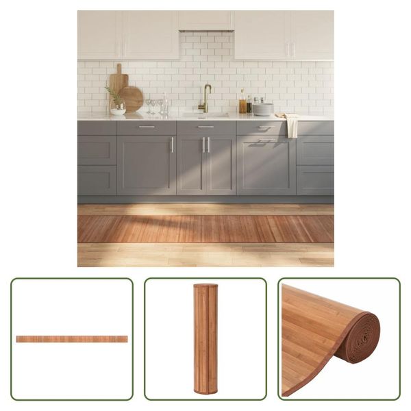 The Living Store Tappeto Rettangolare Nature 60X1000 Cm Bamboo-image