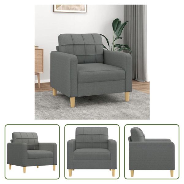 The Living Store Divano Poltrona Grigio Scuro 60 Cm Tessuto-image