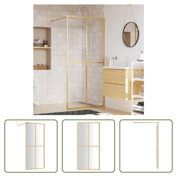 The Living Store Schermo Doccia Per Cabina Doccia Con Vetro Trasparente Esg Golden 80X195Cm-image