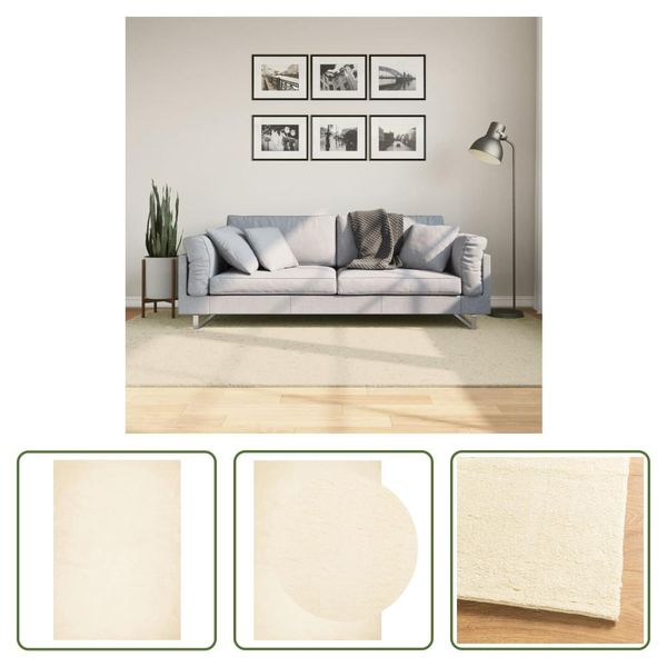 The Living Store Tappeto Huarte A Pelo Corto Morbido E Lavabile Crema 160X230 Cm-image