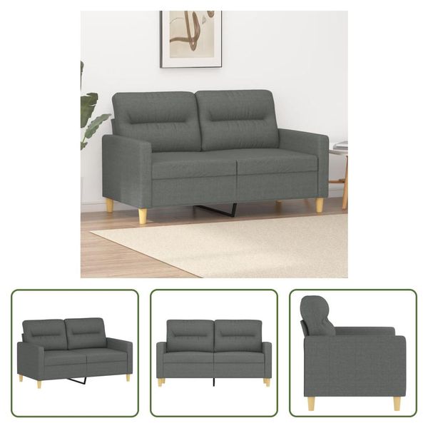 The Living Store Divano A 2 Posti In Tessuto Grigio Scuro 120 Cm-image
