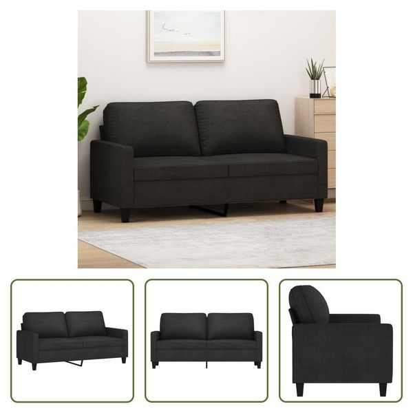 The Living Store Divano 2 Posti Nero 140 Cm In Tessuto-image