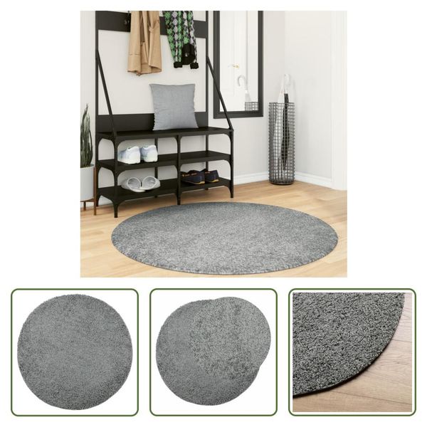 The Living Store Tappeto Shaggy A Pelo Alto Moderno Verde Ø 120 Cm-image